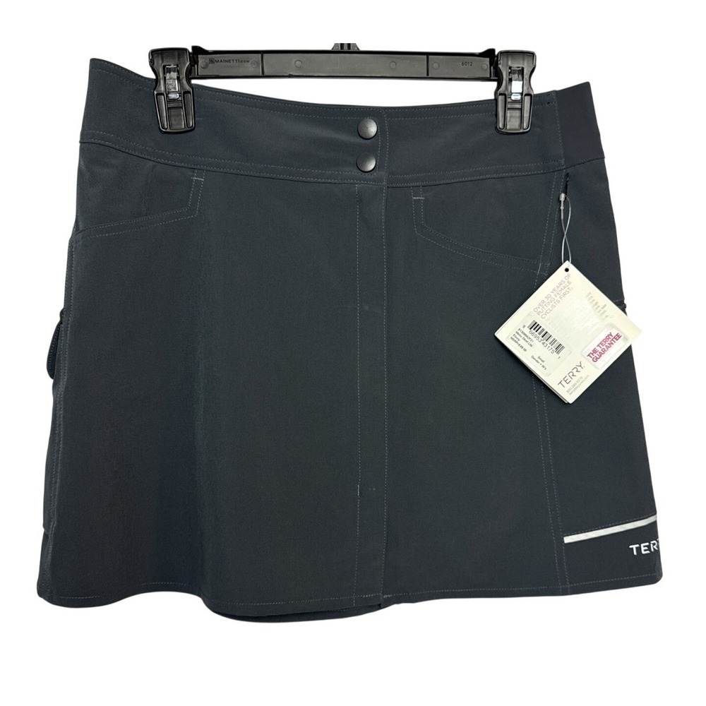 NWT Terry Metro Bicycling Skort Lite Size Small Athletic Luxe Lounge Ebony Gray